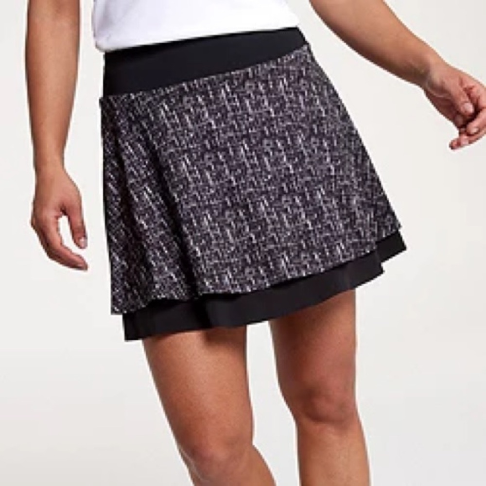 Nwt Calia By Carrie Underwood Double Layer Skort In Cross Thatch Black In Xs